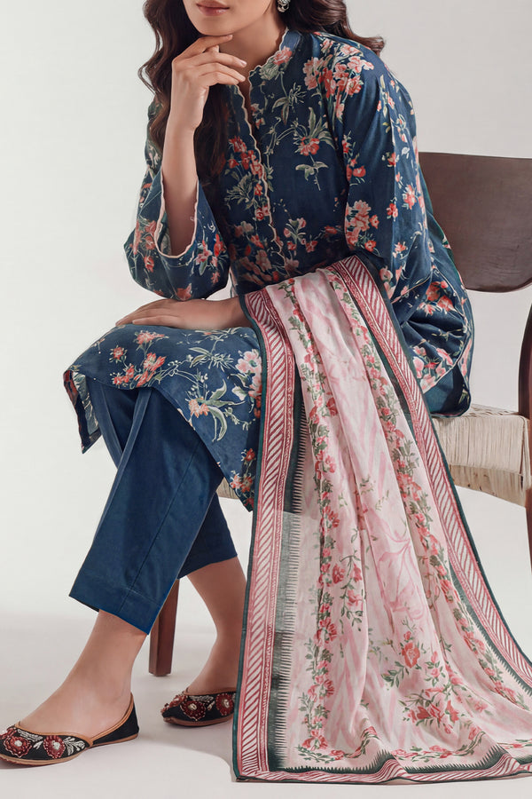 Unstitched Printed Lawn 3 Piece - SY19BR 3 Unstitched Printed Lawn 3 Piece