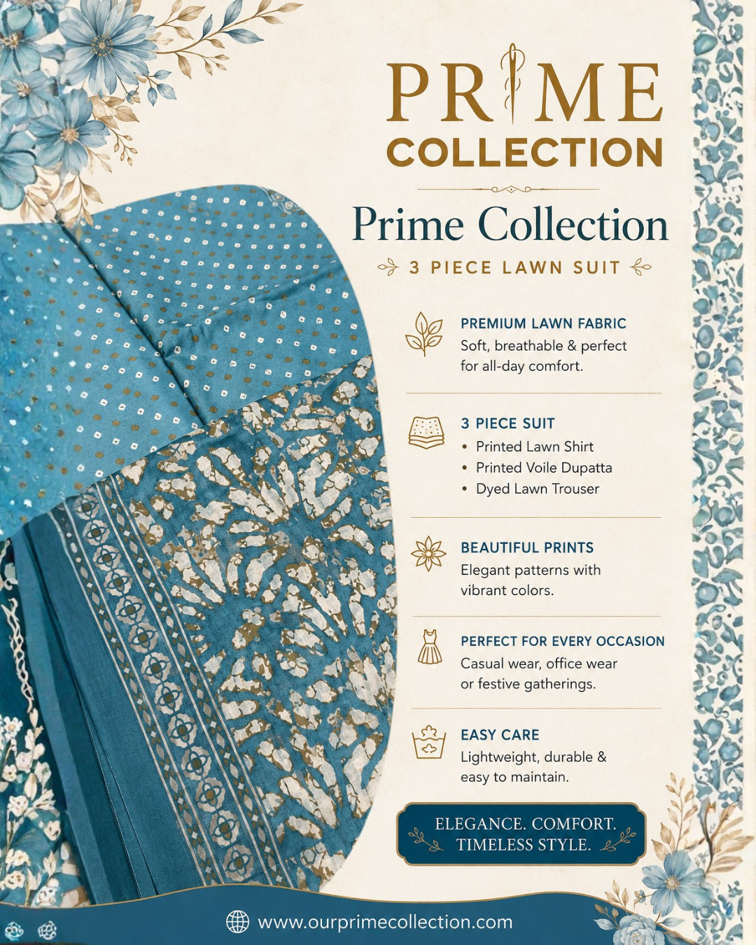 Prime Collection 3 Piece Lawn Suit - BCT 02 2 Prime Collection 3 Piece Lawn Suit