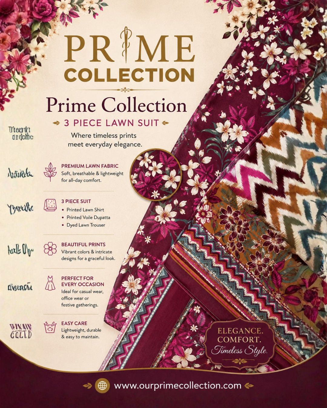 Sky Blue Printed - Prime Collection 3 Piece Lawn Suit - BCT 07 2 Prime Collection 3 Piece Lawn Suit