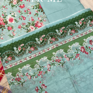 Prime Collection Mint Green Floral 3 Piece Lawn Suit