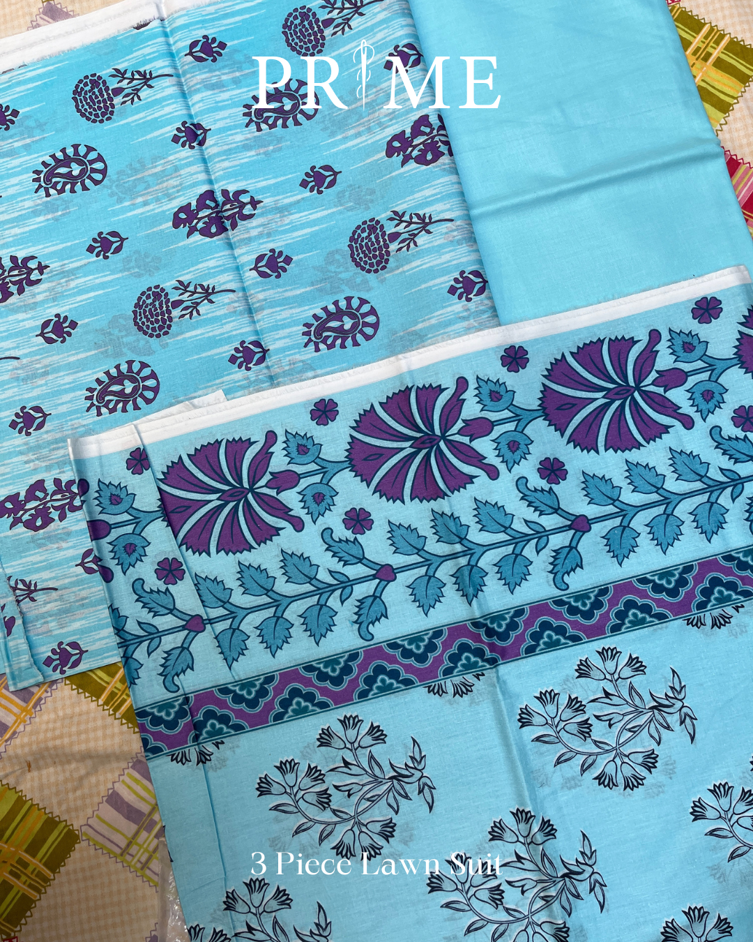 Sky Blue Printed - Prime Collection 3 Piece Lawn Suit - BCT 08 1 Prime Collection 3 Piece Lawn Suit