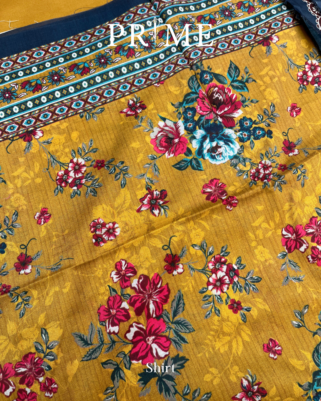 Prime Collection Mustard & Navy Floral 3 Piece Lawn Suit - BCT 05 4 Prime Collection Mustard & Navy Floral 3 Piece Lawn Suit