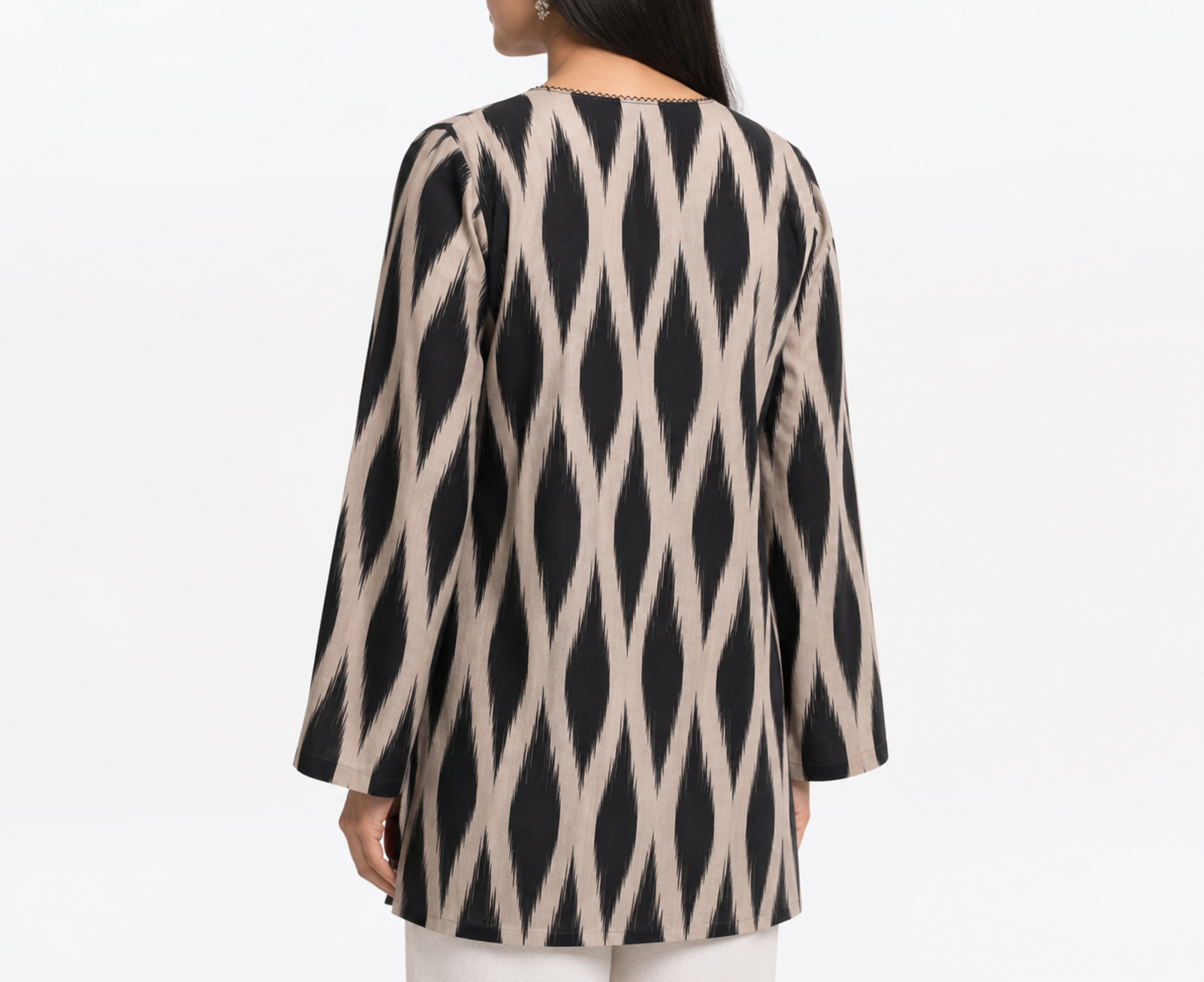 Abstract Ikat Print 2-Piece Co-Ord Set with Embellished Kurta 2 Abstract Ikat Print 2-Piece
