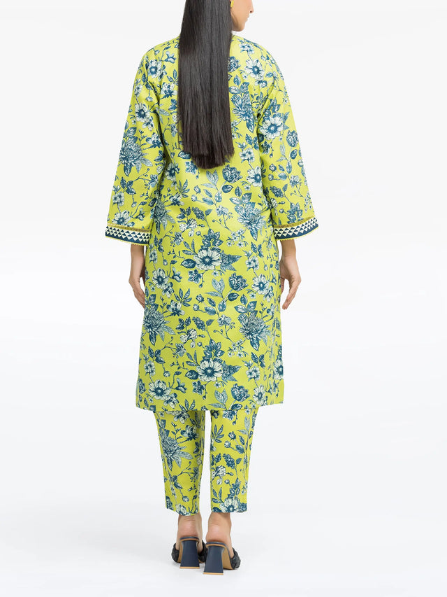 Unstitched Printed Lawn 2 Piece Suit – Yellow & Blue Floral Design 6 Unstitched Printed Lawn