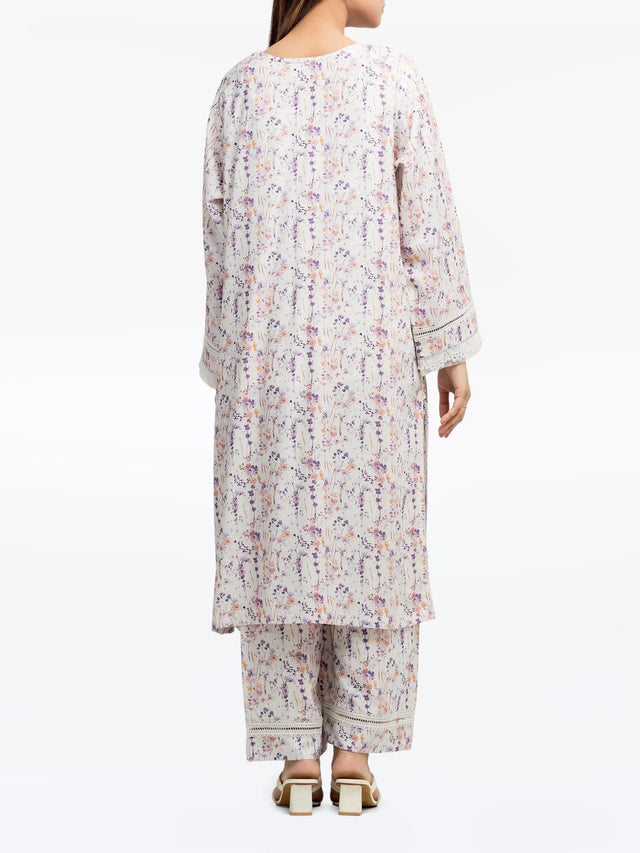 Soft Floral 2-Piece Co-Ord Set with Lace Detail Kurta 2 Soft Floral 2-Piece Co-Ord