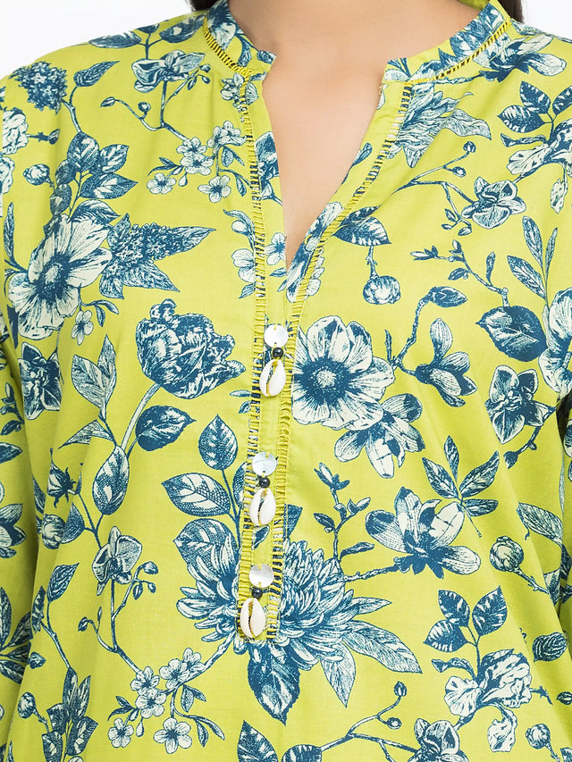 Unstitched Printed Lawn 2 Piece Suit – Yellow & Blue Floral Design 4 Unstitched Printed Lawn