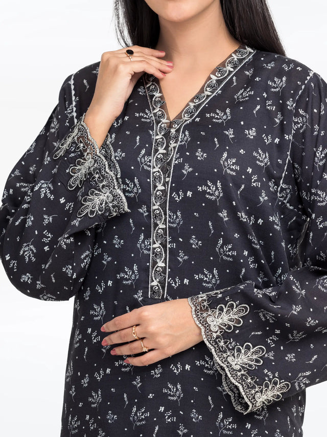 Pret Embroidered Raw Silk Co-Ord Set – 2Pc Shirt & Trouser (Black) 1 Pret Embroidered Raw Silk