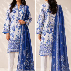 Home 3 Azure Bloom Printed Lawn Suit