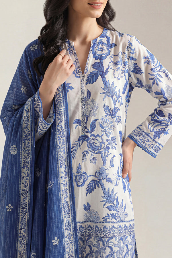 Azure Bloom Printed Lawn Suit – 3 Piece D010 4 Azure Bloom Printed Lawn Suit
