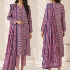 Blush Lavender Floral Printed Lawn Suit – 3 Piece Summer Collection D08