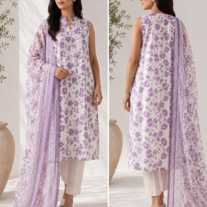 Lavender Floral Lawn Suit