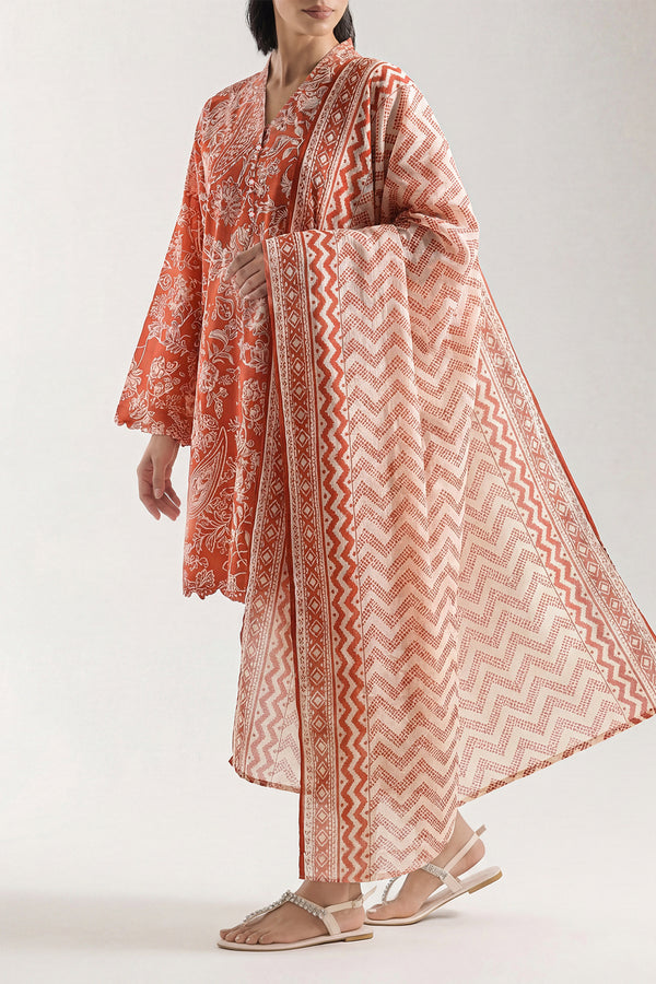 Coral Paisley Grace Printed Lawn Suit – 3 Piece Summer Ensemble D07 4 Coral Paisley Grace Printed Lawn Suit