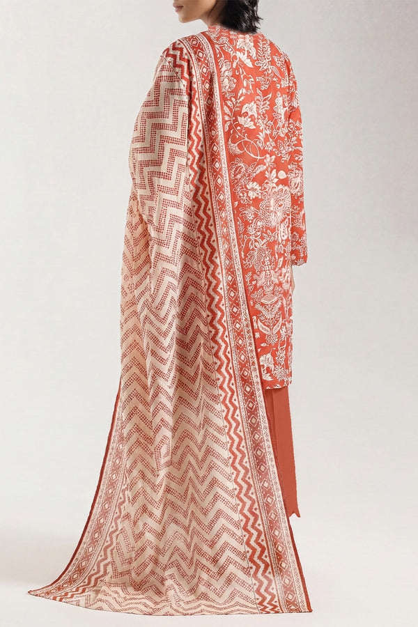 Coral Paisley Grace Printed Lawn Suit – 3 Piece Summer Ensemble D07 5 Coral Paisley Grace Printed Lawn Suit