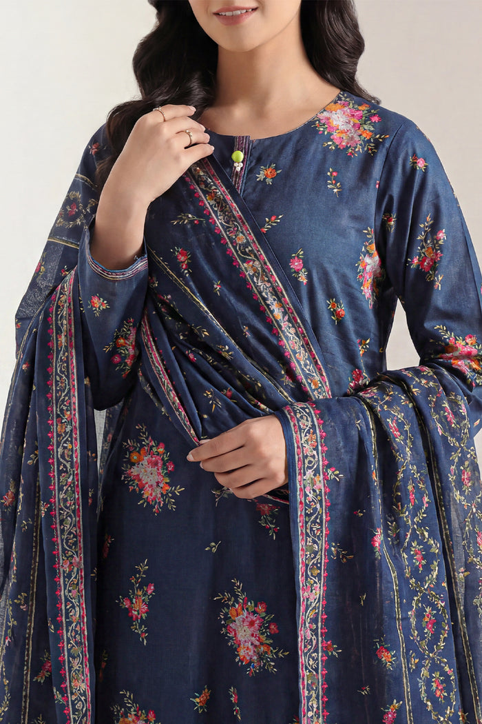 Midnight Bloom Printed Lawn Suit – Elegant 3 Piece Floral Ensemble D06 4 Midnight Bloom Printed Lawn Suit