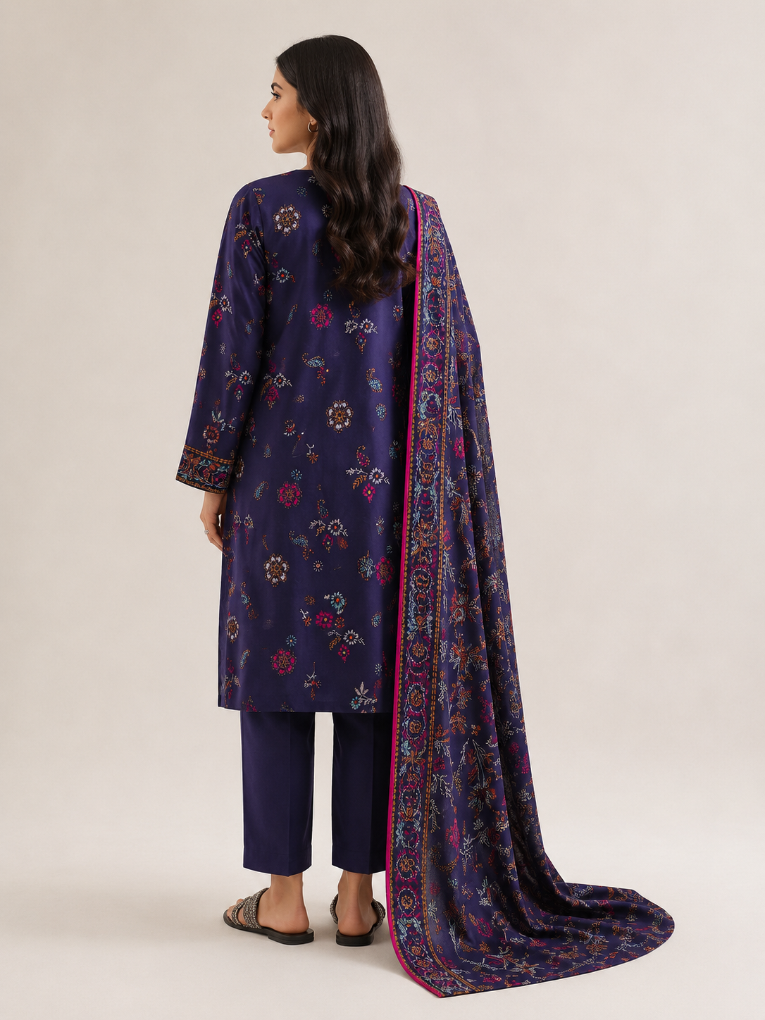 Midnight Sapphire Paisley Printed Lawn Suit – 3 Piece D09 2 Midnight Sapphire Paisley Printed Lawn Suit