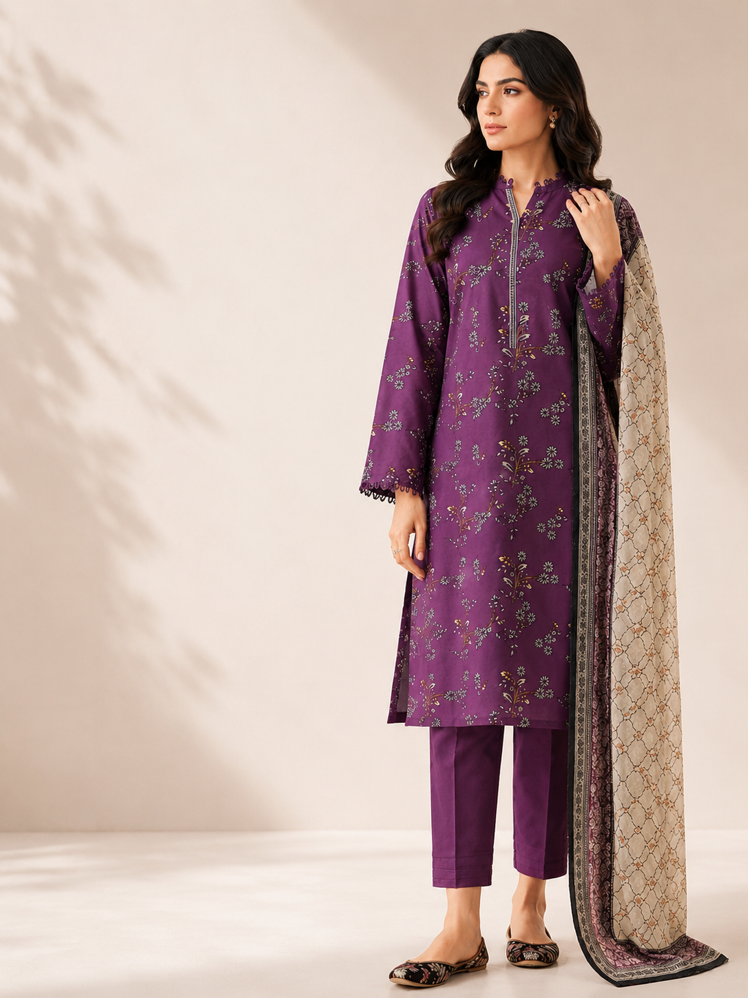 Royal Amethyst Printed Lawn Suit – 3 Piece D011 2 Royal Amethyst Printed Lawn Suit