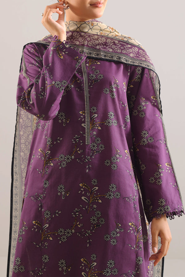 Royal Amethyst Printed Lawn Suit – 3 Piece D011 3 Royal Amethyst Printed Lawn Suit