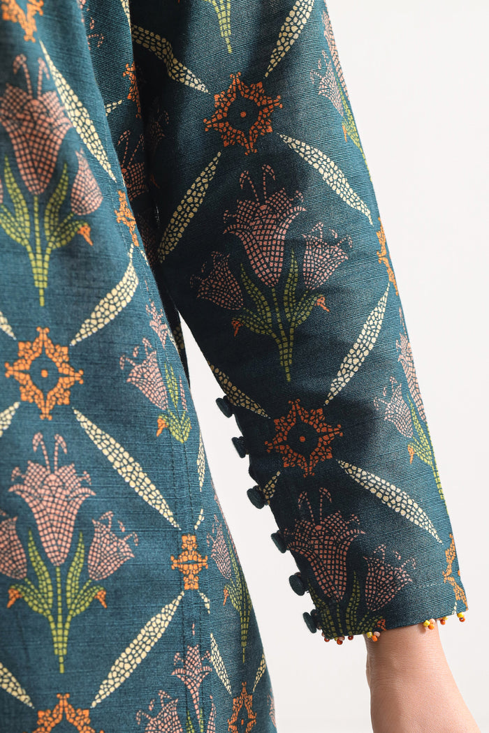 Teal Floral Printed Lawn Suit – Elegant 3 Piece Summer Ensemble D02 6 Teal Floral Printed Lawn Suit