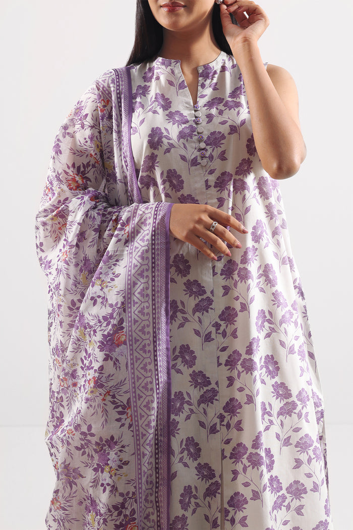 Lavender Floral Lawn Suit – Elegant 3 Piece Printed Summer Ensemble D01 4 Lavender Floral Lawn Suit