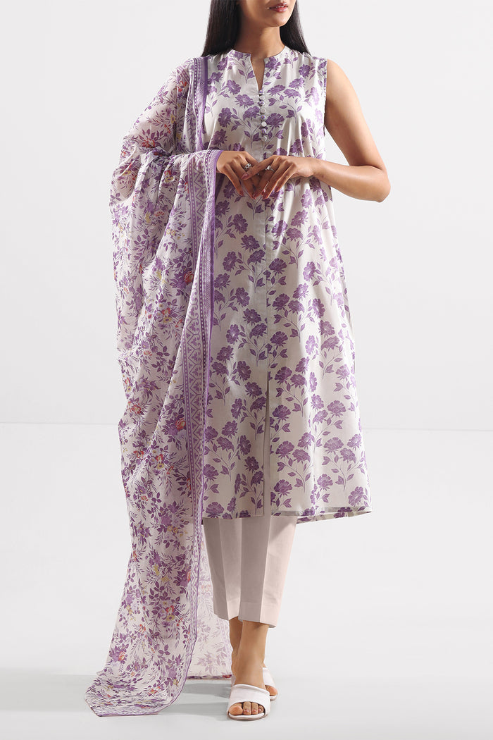 Lavender Floral Lawn Suit – Elegant 3 Piece Printed Summer Ensemble D01 2 Lavender Floral Lawn Suit